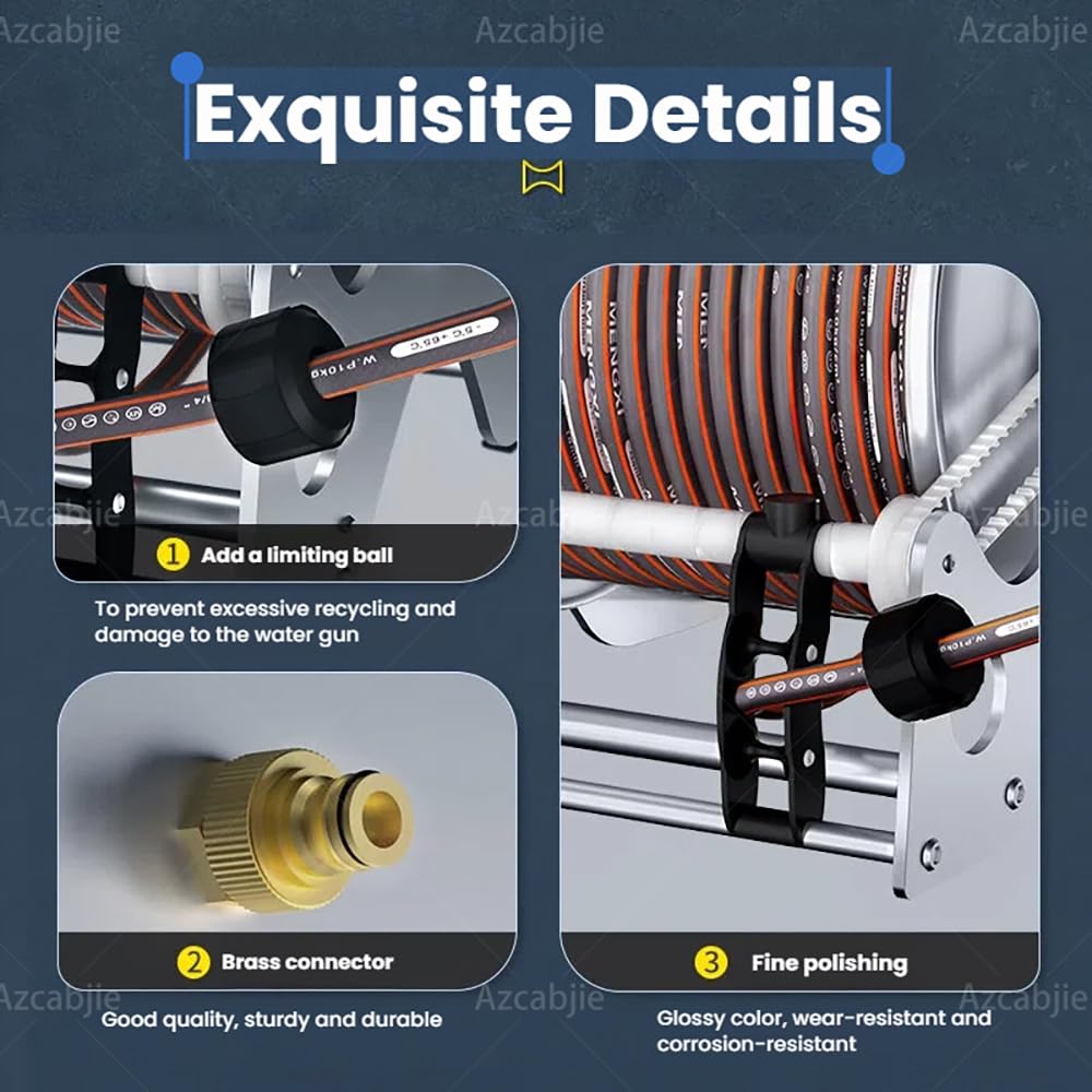 Carro Portamangueras De Acero Inoxidable B-50mHose | Estante Resistente Para Guardar Mangueras,Pistola De Agua a Alta Presión Para Riego De Jardines Granjas Y Viveros,Y Lavado