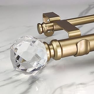 Double Curtain Rod Set:1-1/8 Inch Diameter Luxury Gold Curtain Rods
