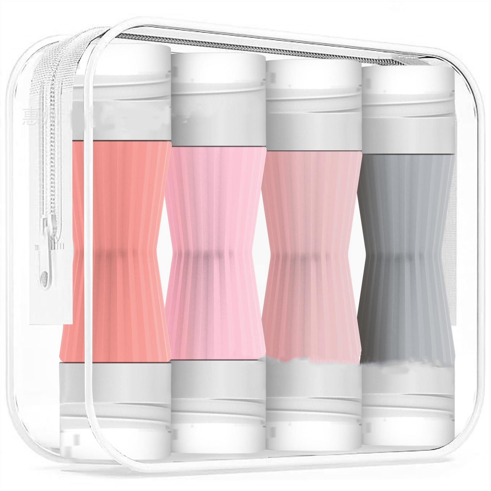 our fave 4Pieces Double Chamber Silicone Cosmetic Bottles for Liquid Cream Gels Separation Line Design Cosmetic Containers