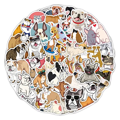 Bulldogs Stickers 50 PCS are Suitable for Laptops,Motorcycles,Cars,Phones,Pianos,Guitars,Skateboards,Helmets,Cups,Bicycles,Notebooks,Fashionable Children,Teenagers and Adults Stickers.