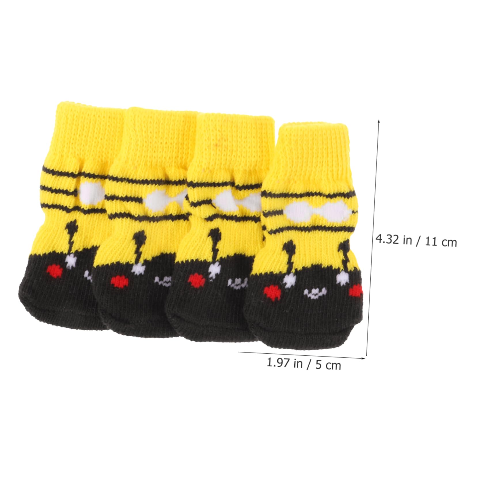 COLLBATH 4Pcs Slip Pet Socks for Dogs Non Slip Cotton Paw Protectors with Cute Cartoon Design Warm Winter Footwear for Indoor Outdoor Use for Breeds and Protecting