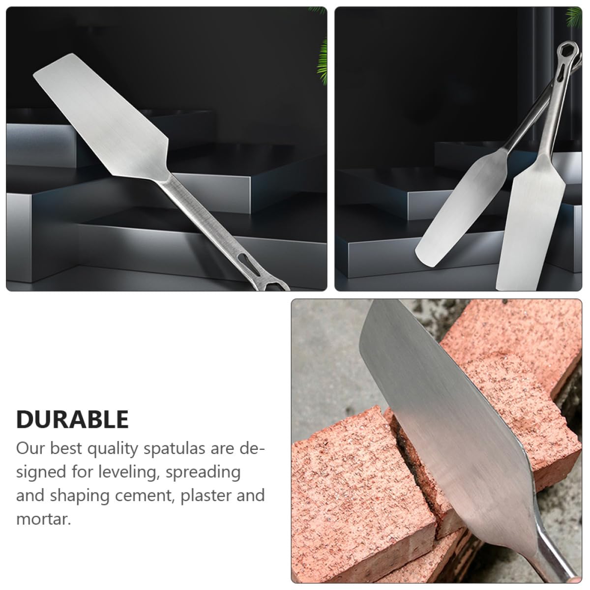 Truelle à Plâtre en Acier Inoxydable Manche Ergonomique et Fonction de Nivellement Ciment pour Travaux de Maçonnerie et Enduit de Finition