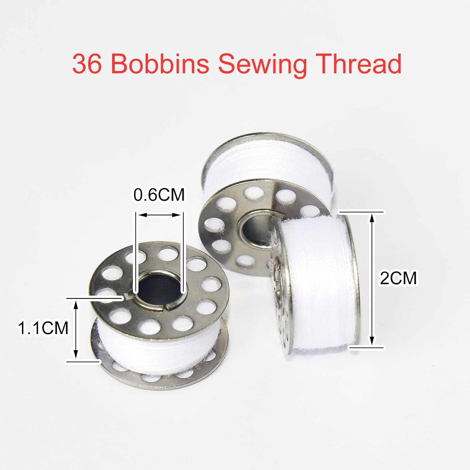36Pcs Bobbins and Sewing Threads with Metal Bobbin Case for Multiple Sewing Machine, Pre-Wound Bobbins Set (White)
