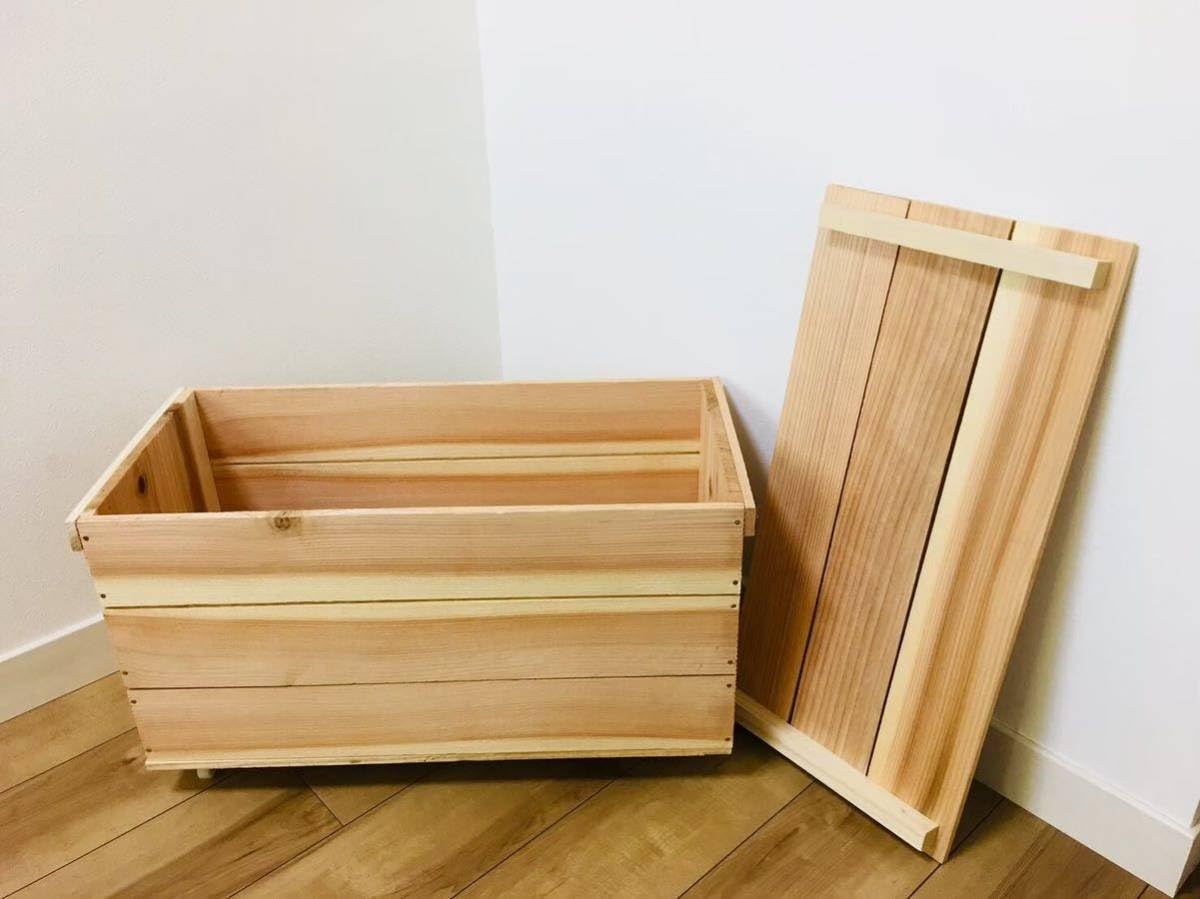 Amazon.co.jp: 蓋付 りんご箱 キャスター付き 1箱 収納 ストレージ