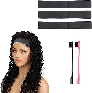 CARILI Elastic Bands for Wig, 3Pcs Wig Band for Edges, Lace Melting Band Edge Wrap to Lay Edges for Wig Lace Front No Slip with 2Pcs Hair Edge Brush