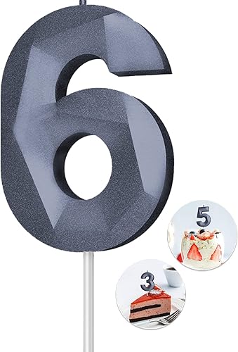 Miniatura 359 de Velas de cumpleaños con número (4 velas rojas) 3D con forma de diamante número Happy Birthday Cake Velas para fiesta de cumpleaños, boda, decoración