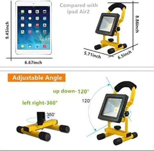 Generic Spot Lighting Waterproof Spotlight 10W Outdoor Camping Lamp,Emergency Security Light for Car Garage Workshop Home Garden,Rechargeable Battery Floodlight,LED Work Light - photo 3