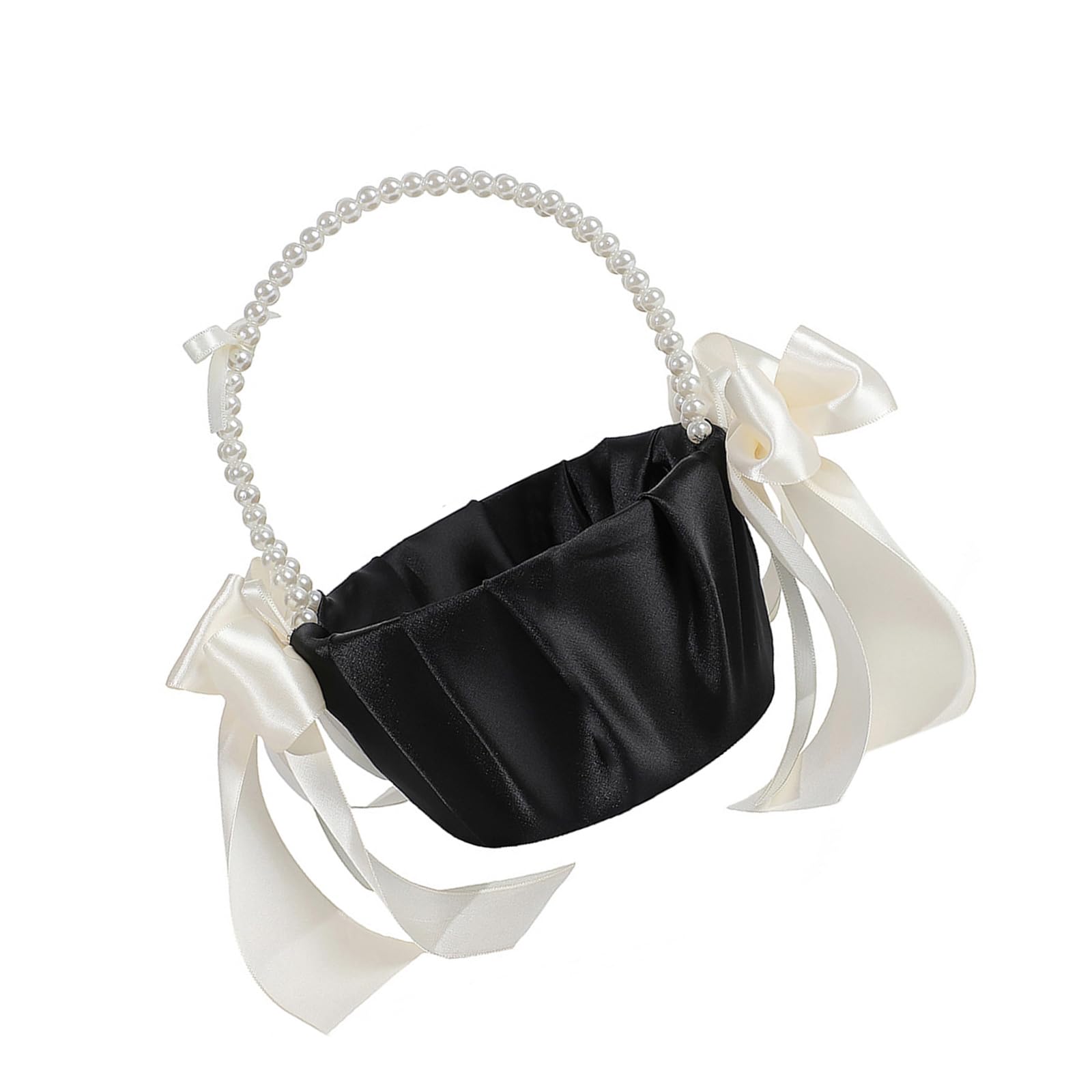 Bowknot Floral Basket for Ceremony Reception Centerpieces and Petal Tossing Props Handheld Wedding Basket