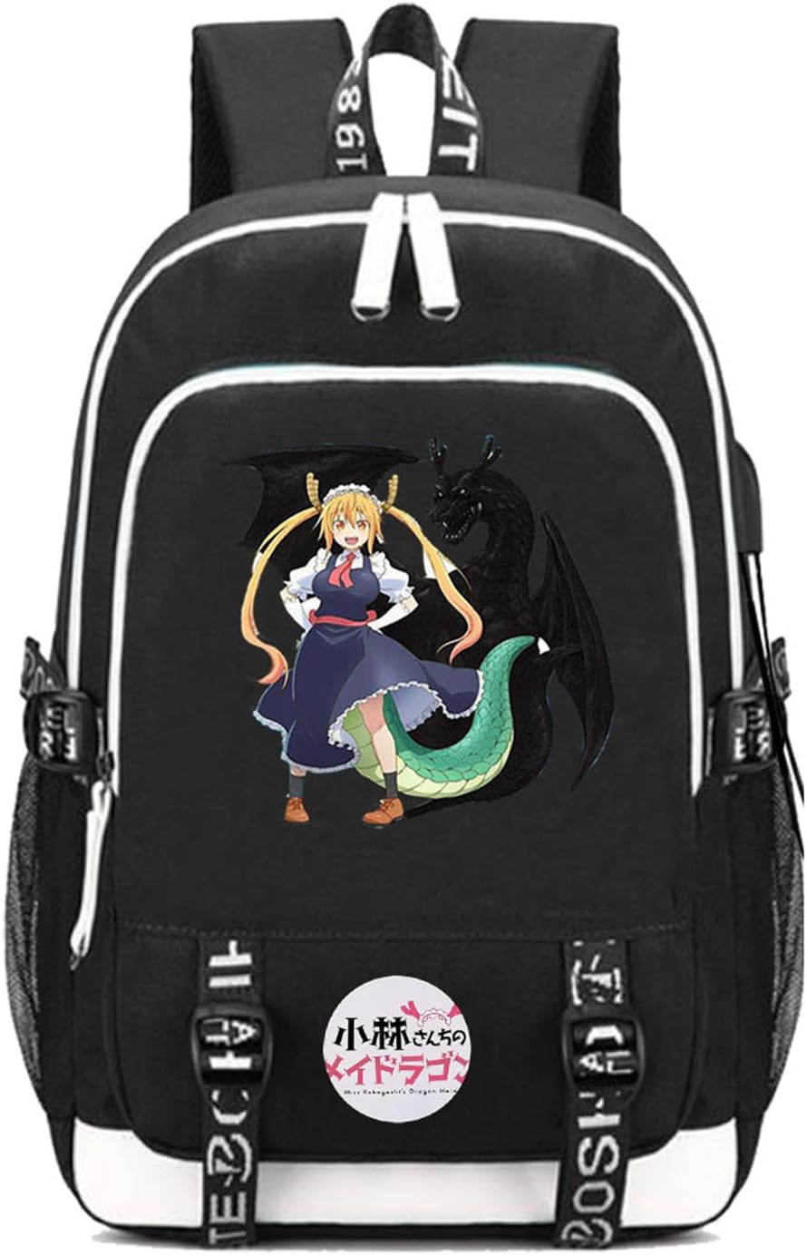 ISaikoy Anime Miss Kobayashi's Dragon Maid Backpack Kanna Laptop School Bag Bookbag with USB Charging Port 1