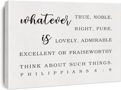 Lienzo decorativo con versículo bíblico para decoración de pared con texto en inglés "What is True Noble Philippians", 4 8, pósteres de pintura de
