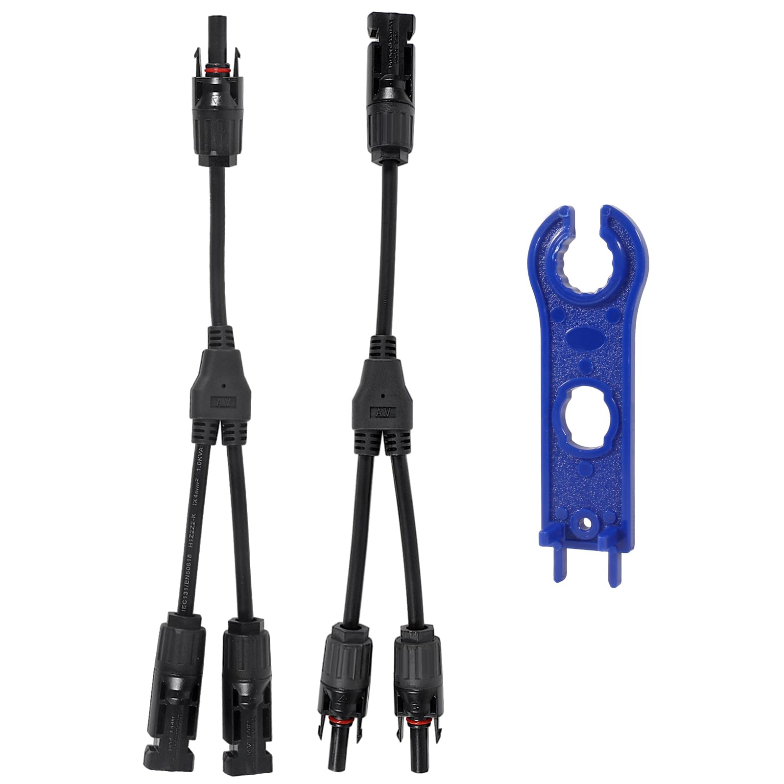 Dorhea Men's Black 2 Pcs Solar Cable Y-Splitter Parallel Adapter 1 To 2 Solar Panel Y Plug Cable Connector For Solar Panel Extension Cable Parallel Photovoltaic Connector Charging