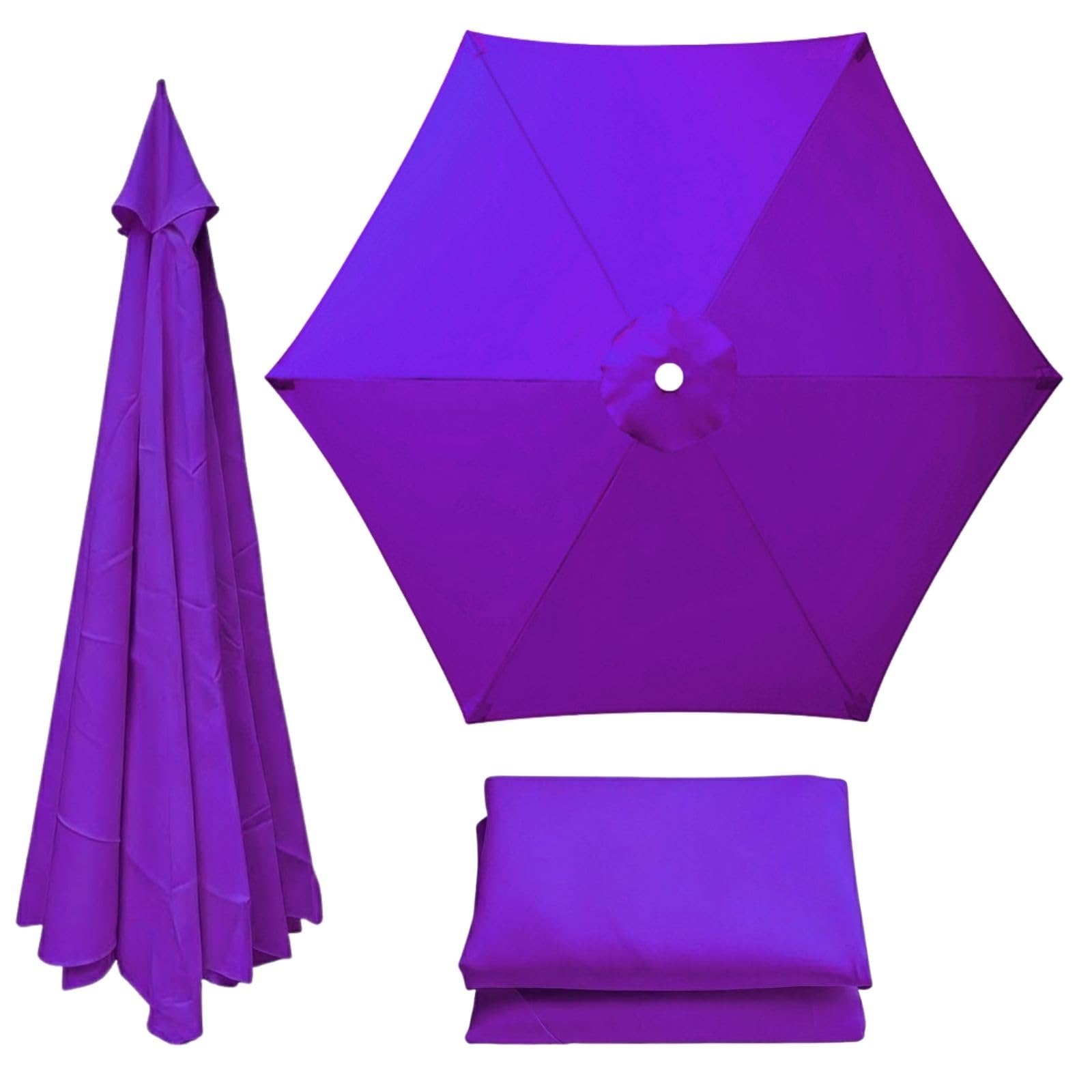 Patio Umbrella Replacement Canopy 6 Ribs Canopy Only Fits 2m 2.15m 2.3m 2.5m 2.7m 2.8m 3m Beige Khaki Blue Dark Green and 20+ Colors UV Protected Waterproof Fabric Top(Purple,2m/6.6ft)