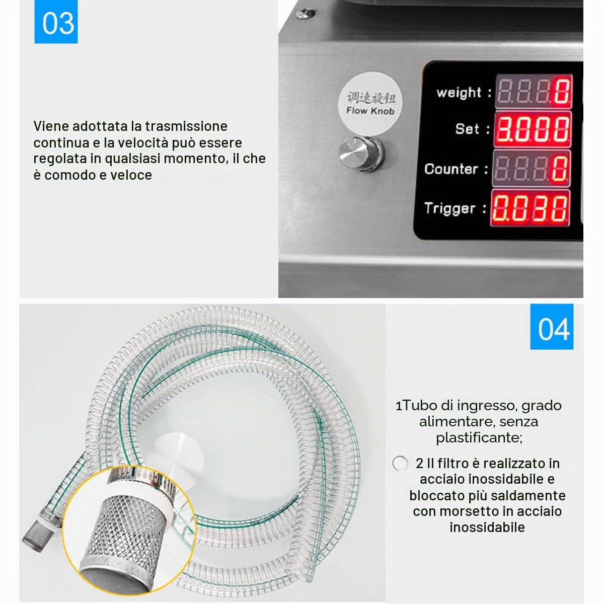 BLANKX Riempitrice Liquida ​per Liquidi Viscosi da 50-10000ML, Riempitrice Liquida ​per Liquidi A Grande Portata di Pesatura Automatica, per Olio Commestibile, Detersivi