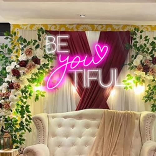 Miniatura 4 de Letrero de neón con texto en inglés Be You Tiful para decoración de pared, para uñas, pestañas, cabello, salón de belleza, decoración de pared,