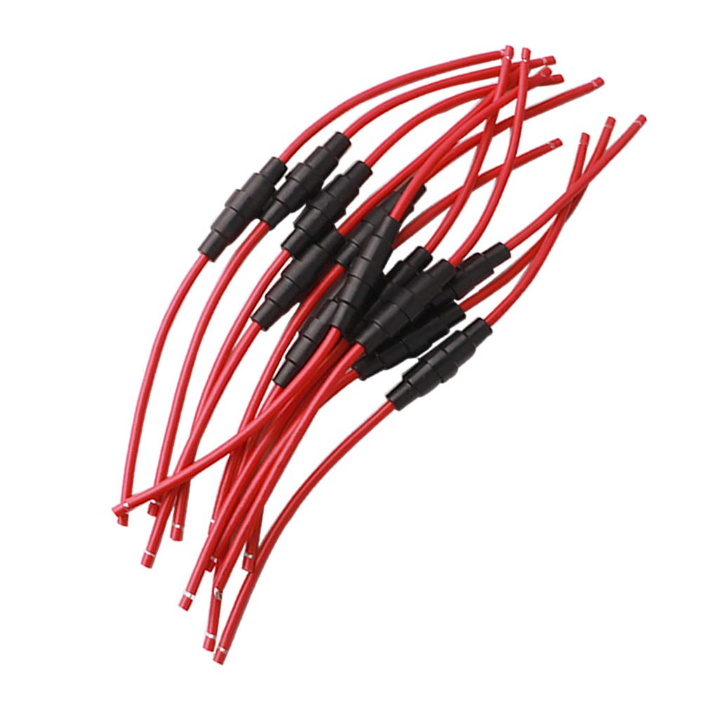 Profesjonalny uchwyt bezpieczników AGC, 5 x 20 mm, szklana rurka, nasadka śrubowa, 32 V 20 A skrzynka bezpieczników z przewodem 16 AWG, do szybkich bezpieczników rurkowych (czarna)