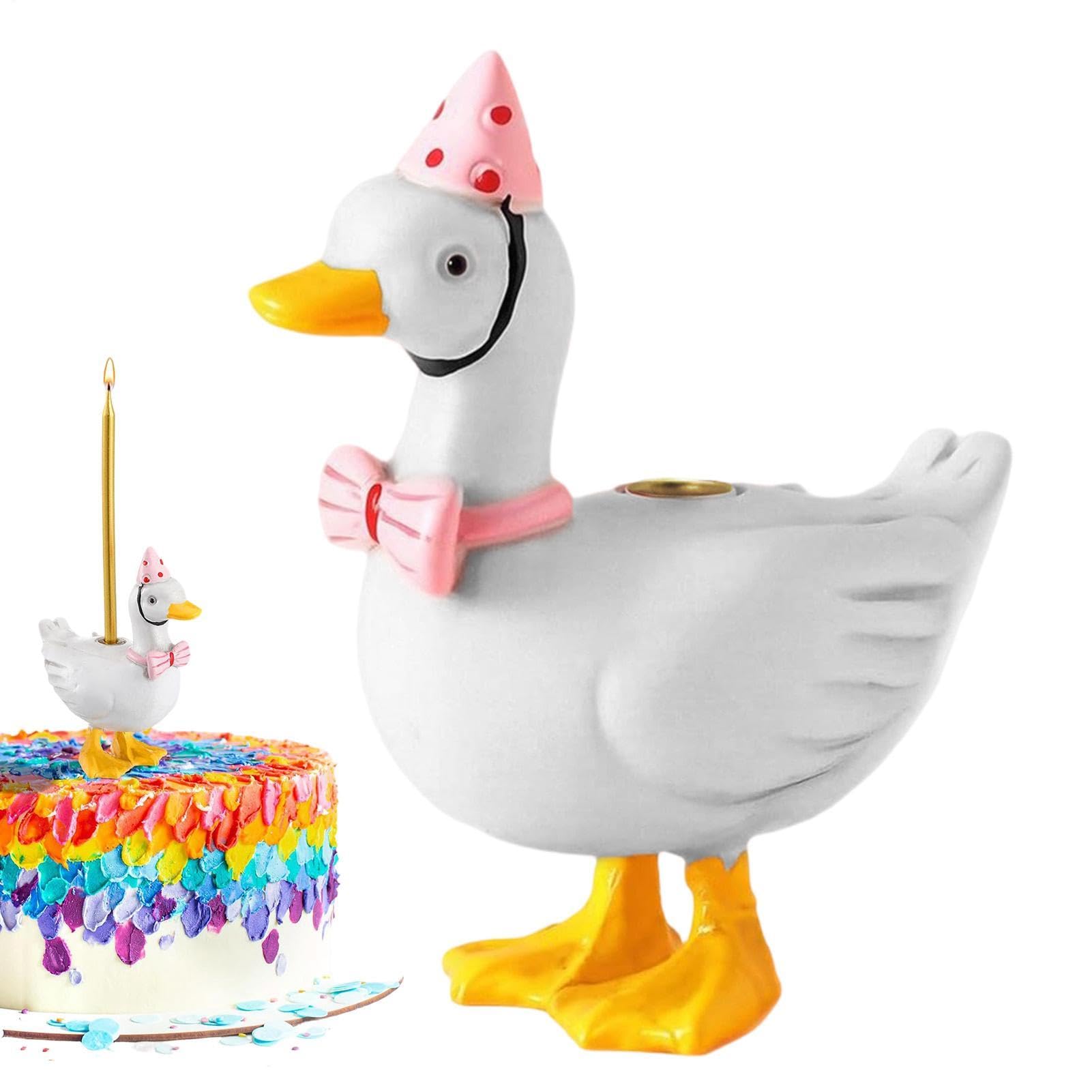 Cake Topper Candle Holder, Cute Duck Birthday Candlestick Decoration, Fun Party Dessert Ornament Stand For, Decor Piece, Celebration Party Supply Accessory, Events Wedding Use