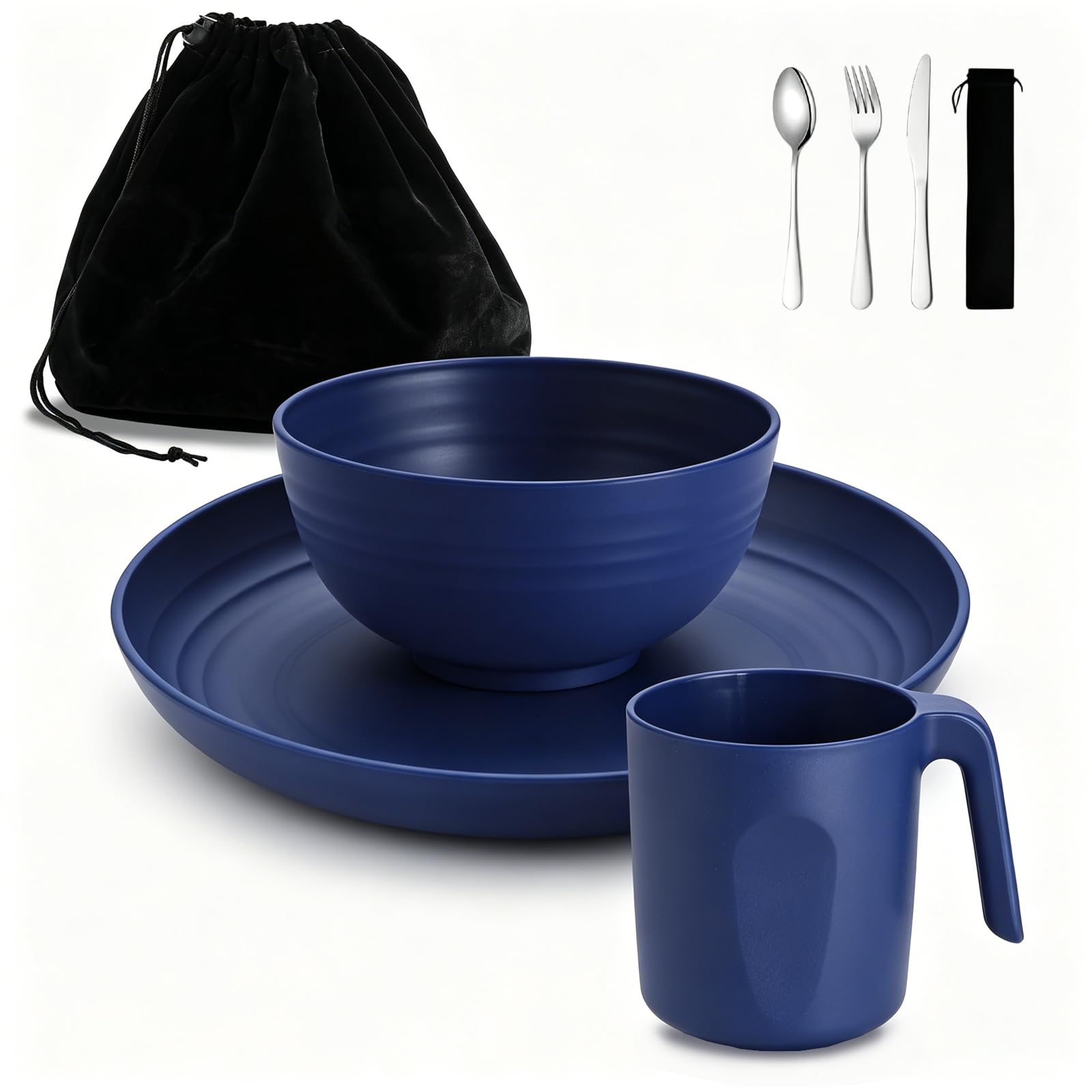 Camping Bowl and Cutlery Set, Picnic Mess Kit, Camping Plates and Bowls
