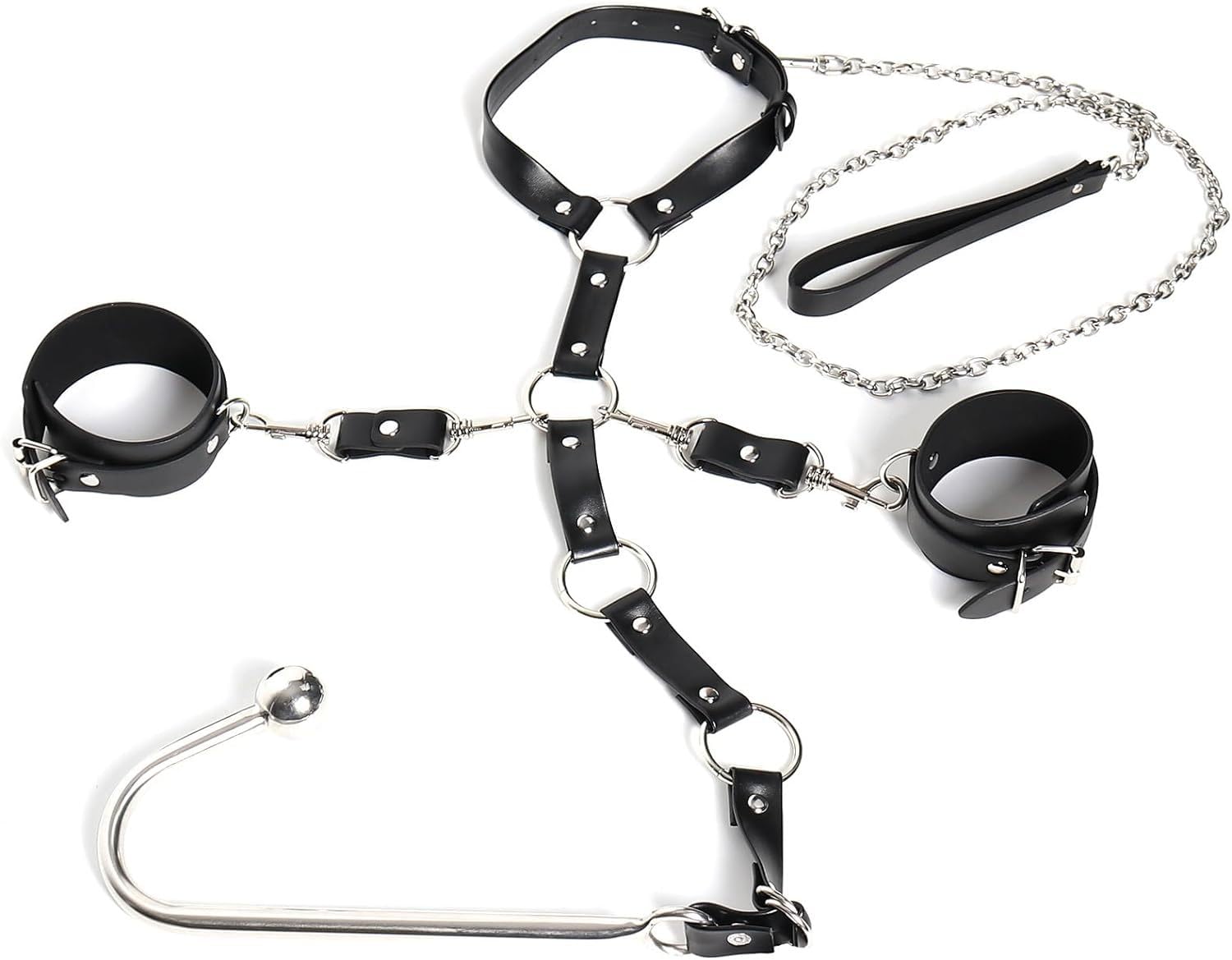 HUNTVE Ensemble d'accessoires de Yoga en Cuir pour la Maison avec Poignets Confortables et Crochets en métal pour Les Outils