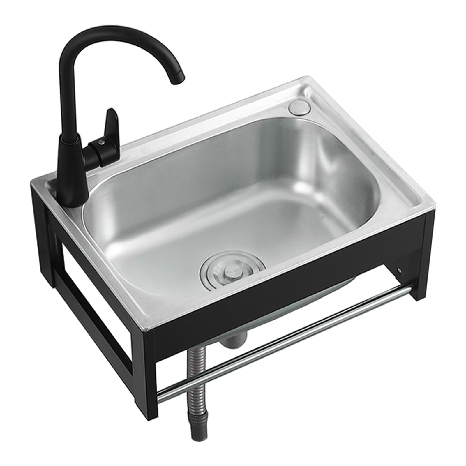 Spüle Edelstahl Spültisch Outdoor Küche Bar Gartenspüle - Spülbecken An Der Wand Montiert Mit Mischbatterie, Handtuchhalter - Platz Sparen Garagespüle Mit Aluminiumrahmen - Kitchen Sink
