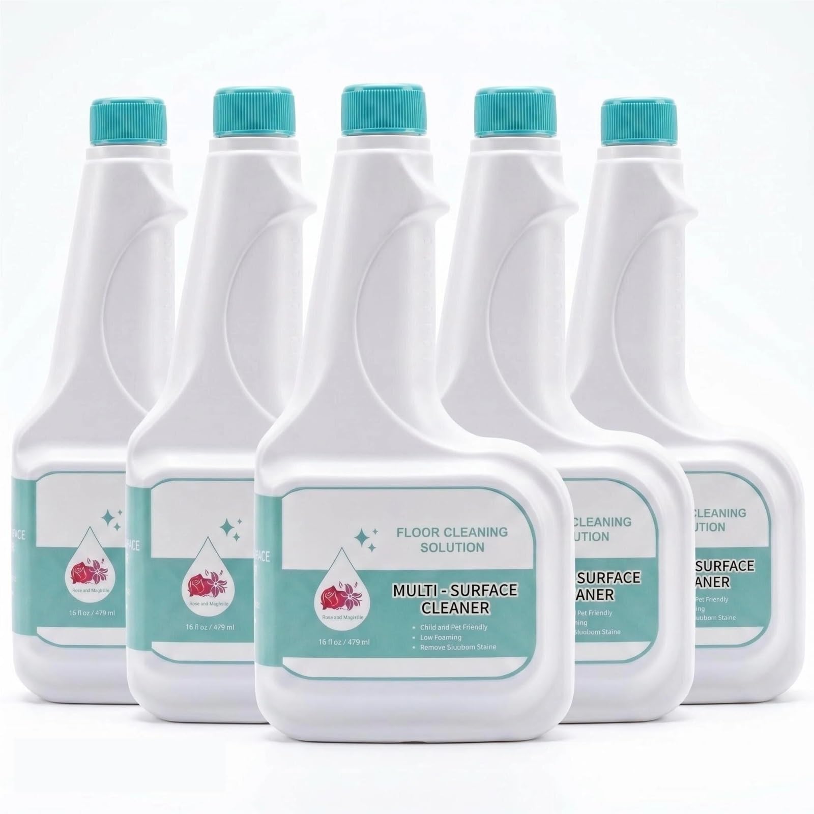 Compatible con eufy Robots Aspiradores, Limpiador for Pisos Duros 473mlX5, Proporción 1:200, Aroma Rosa Magnolia, Elimina Manchas Difíciles, Baja Espuma, Seguro for Niños y Mascotas