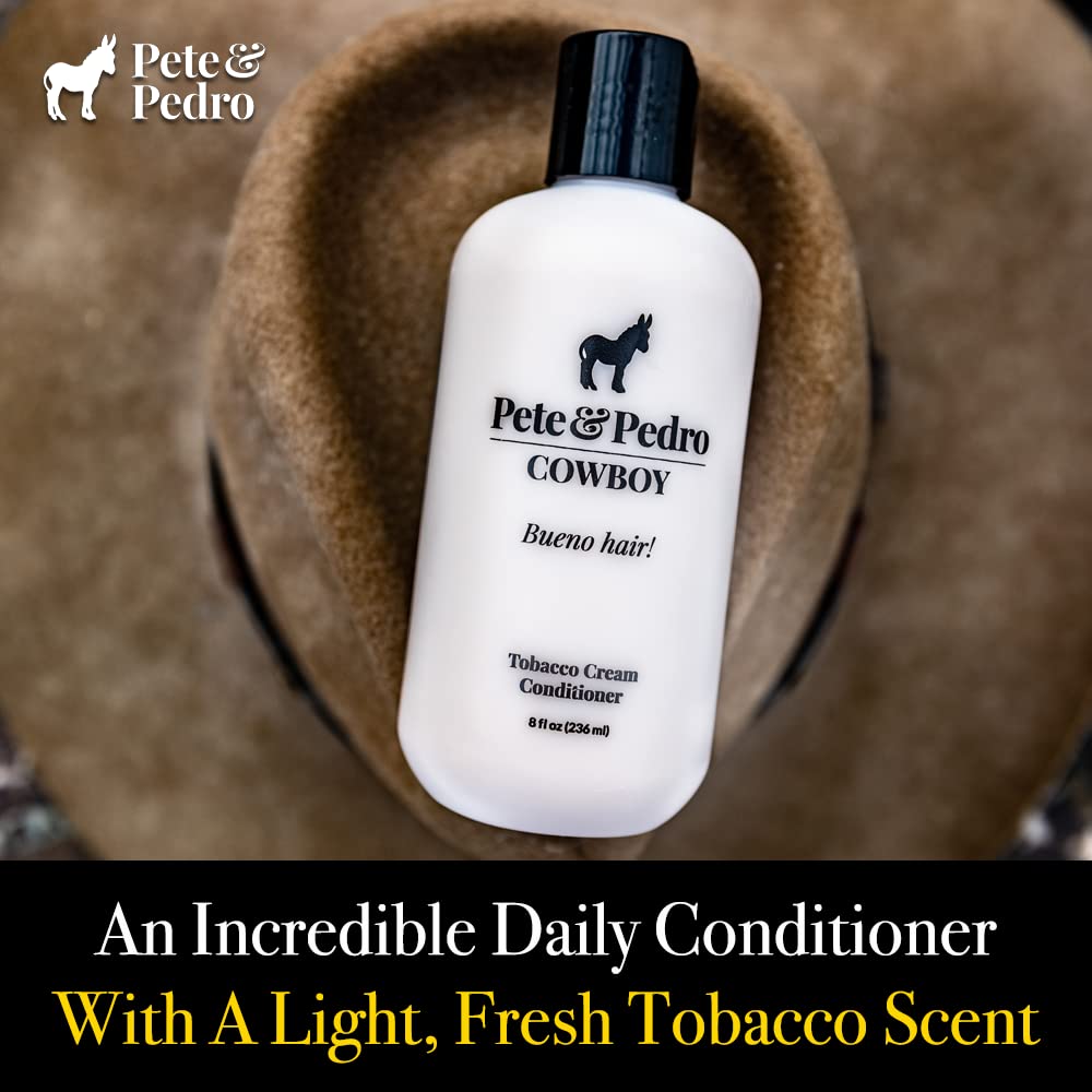 Pete & Pedro CLEAN Shampoo 8.5 oz & Cowboy Tobacco Cream Conditioner 8.5 oz Combo - Deep Cleansing Tea Tree Oil and Peppermint Shampoo | Nourishing Conditioner Tobacco Scent For Healthy Hair