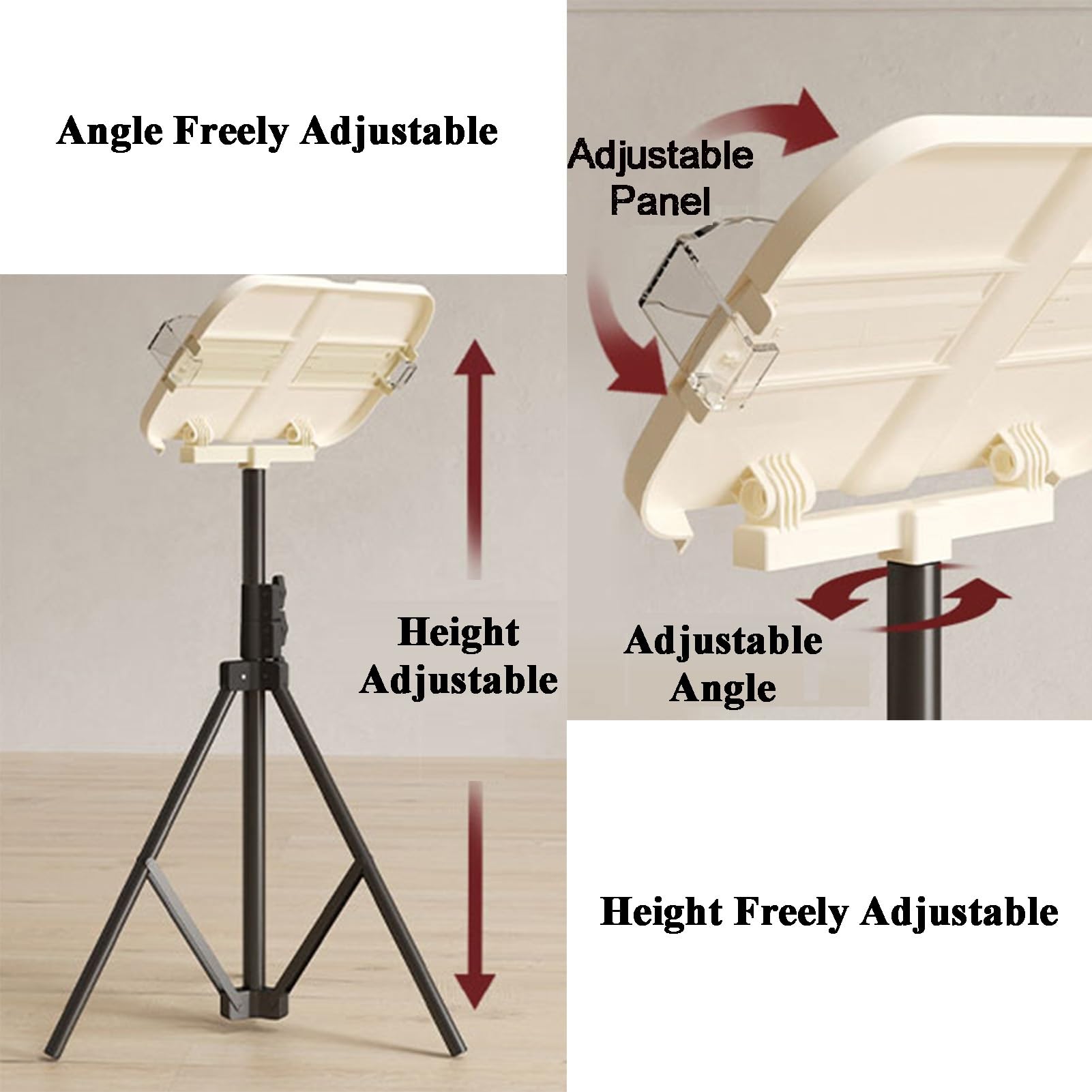 Soporte de música portátil ajustable, altura 68-158 cm, ideal para boo, partituras y estudios de recetas, perfecto para músicos y estudiantes