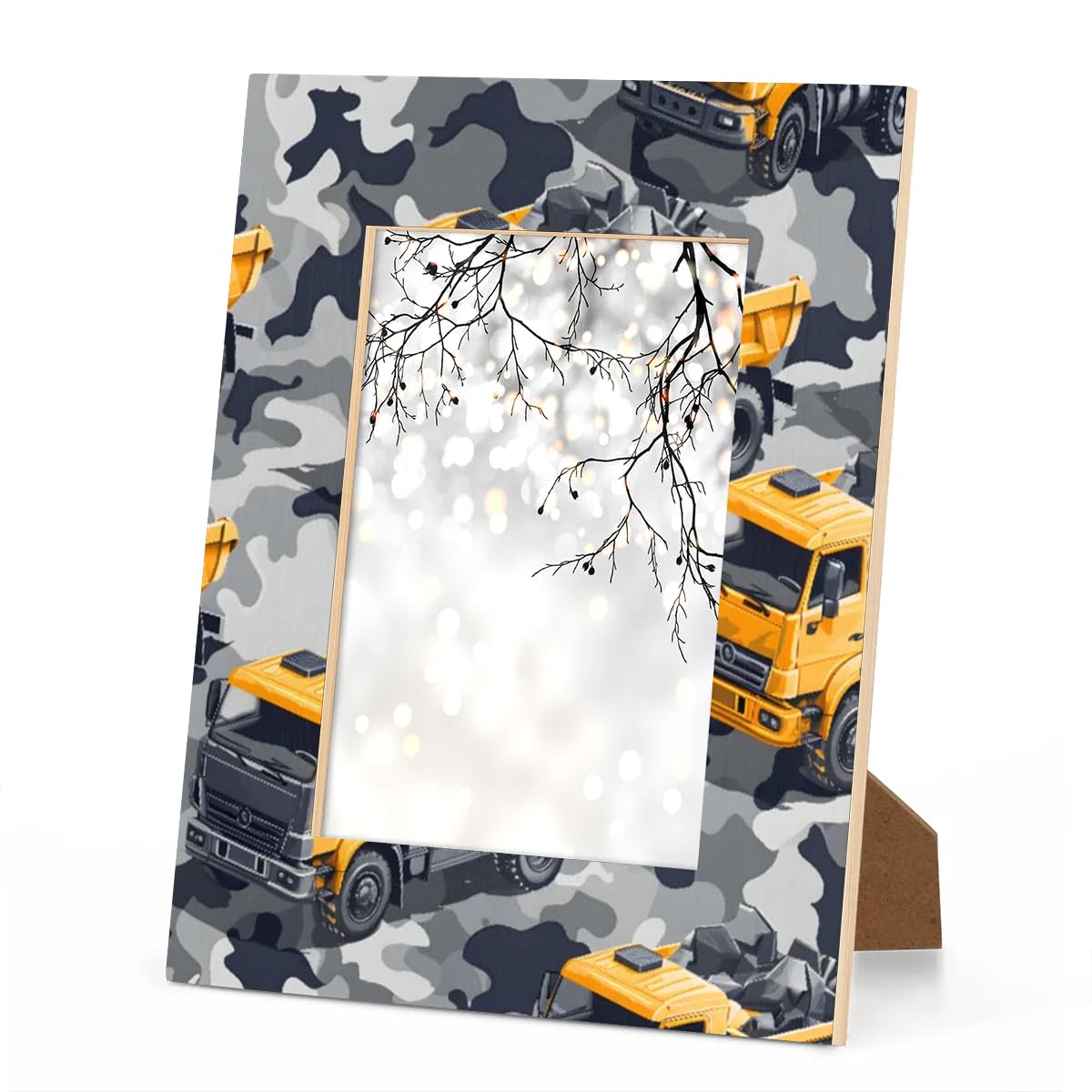 Construction Heavy Truck Pattern Picture Frame 4x6, Big Car 4x6 Photo Frames with Stand Display Pictures for Wall and Tabletop Frames Collage for Home Gallery Office Decor