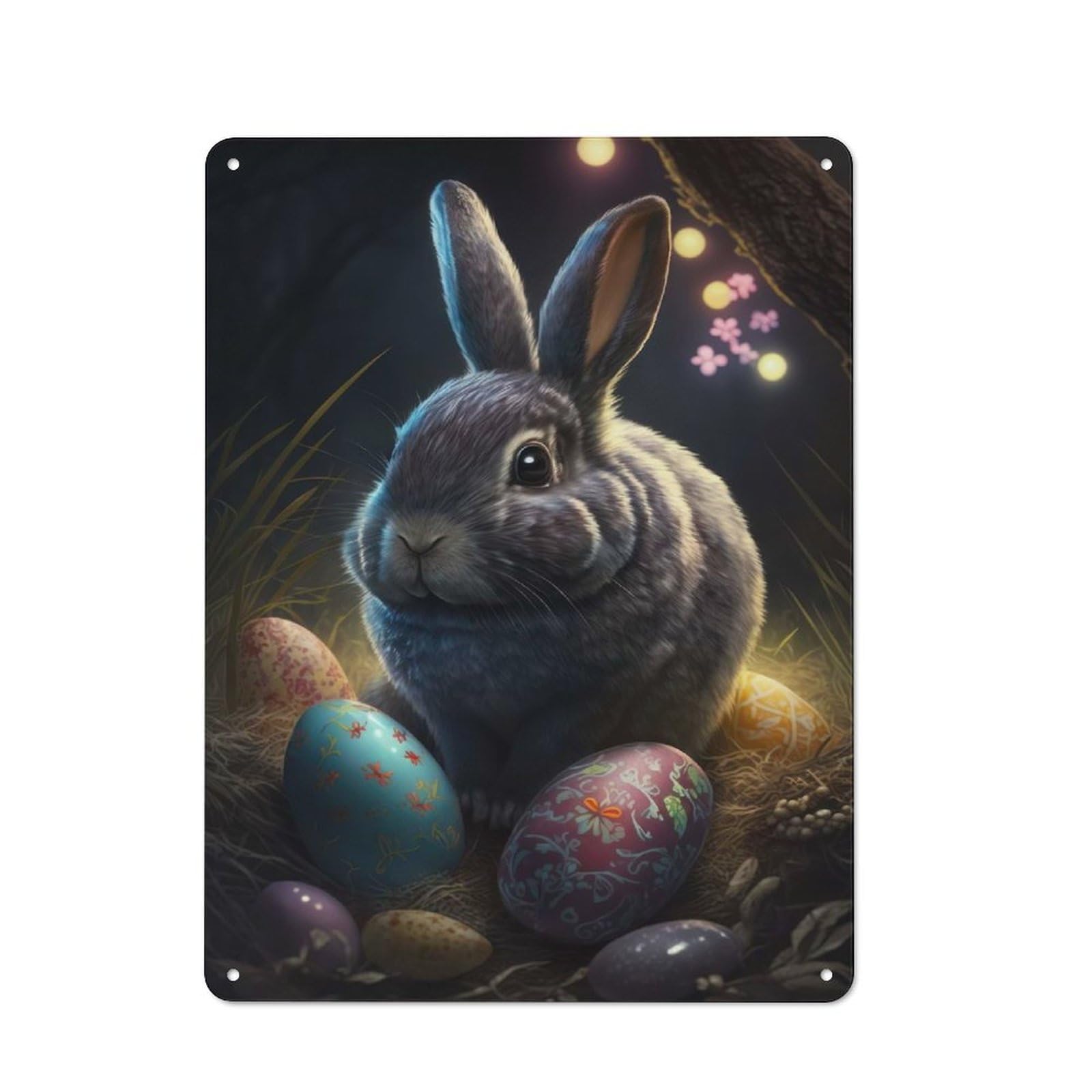 Junmoney Easter Bunny Vii Metal Plaque 40X30cm With For Garage Wall, Vintage Decor, Autumn Home Decor For Collectors Of Metal Signs