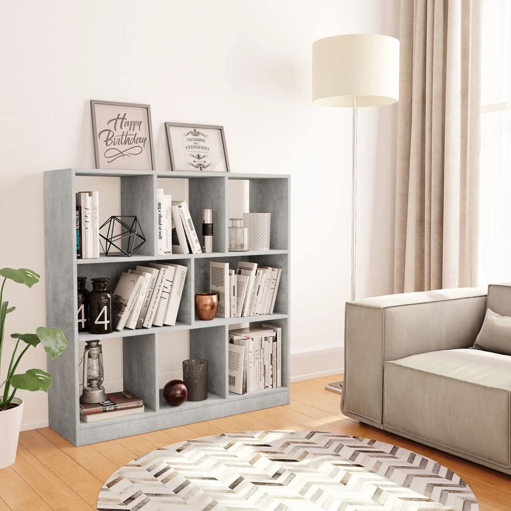 vidaXL Libreria/Credenza Scaffali Versatile Decorativa Mobiletto Arredo Casa Mensole a Giorno Espositore Grigio Cemento 97,5x29,5x100 cm in Truciolato