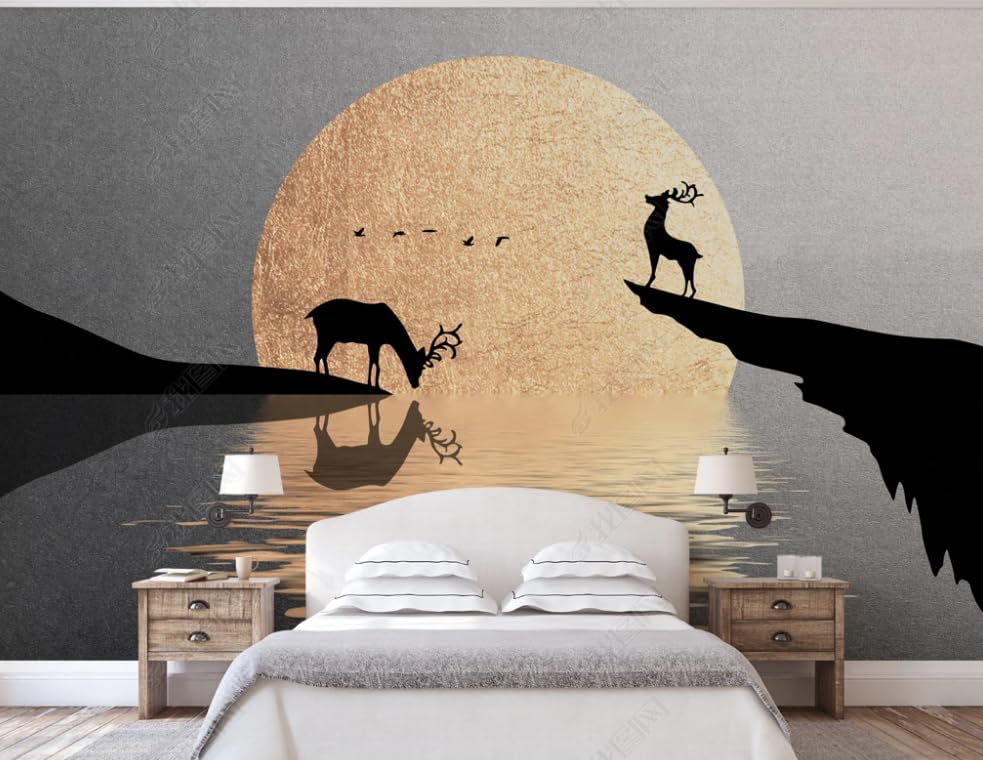 Papier peint intissé paysage pour masquer les défauts du mur de salon