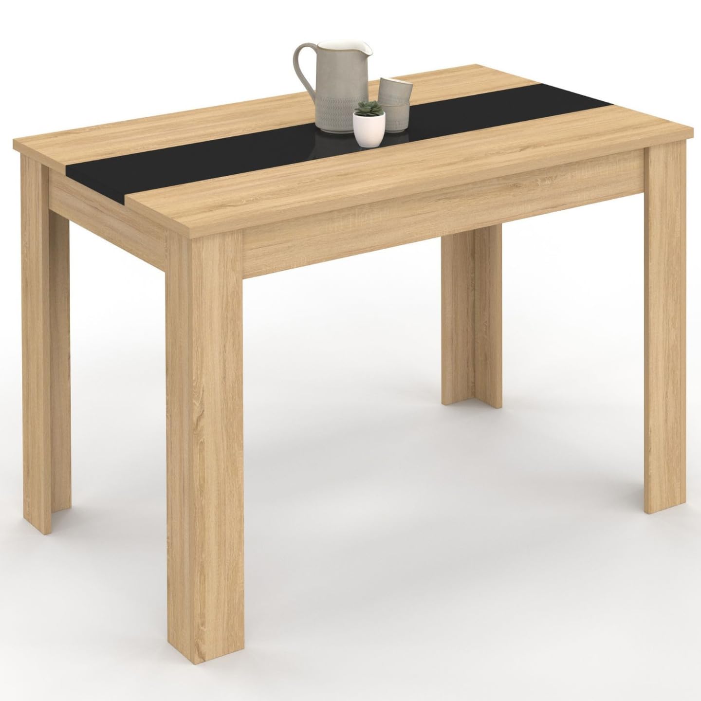 IDMarket - Tavolo da pranzo rettangolare ROZY 4 persone faggio e nero 110 cm