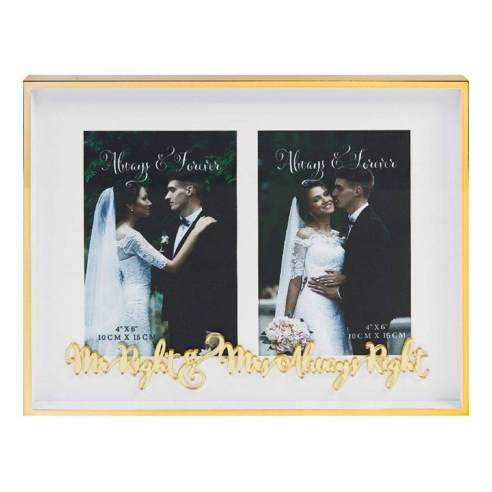 Cornice Portafoto In Legno Mr And Mrs Gifts 'Our Happily Ever After' - 20x15 Cm Per Matrimonio O Coppie
