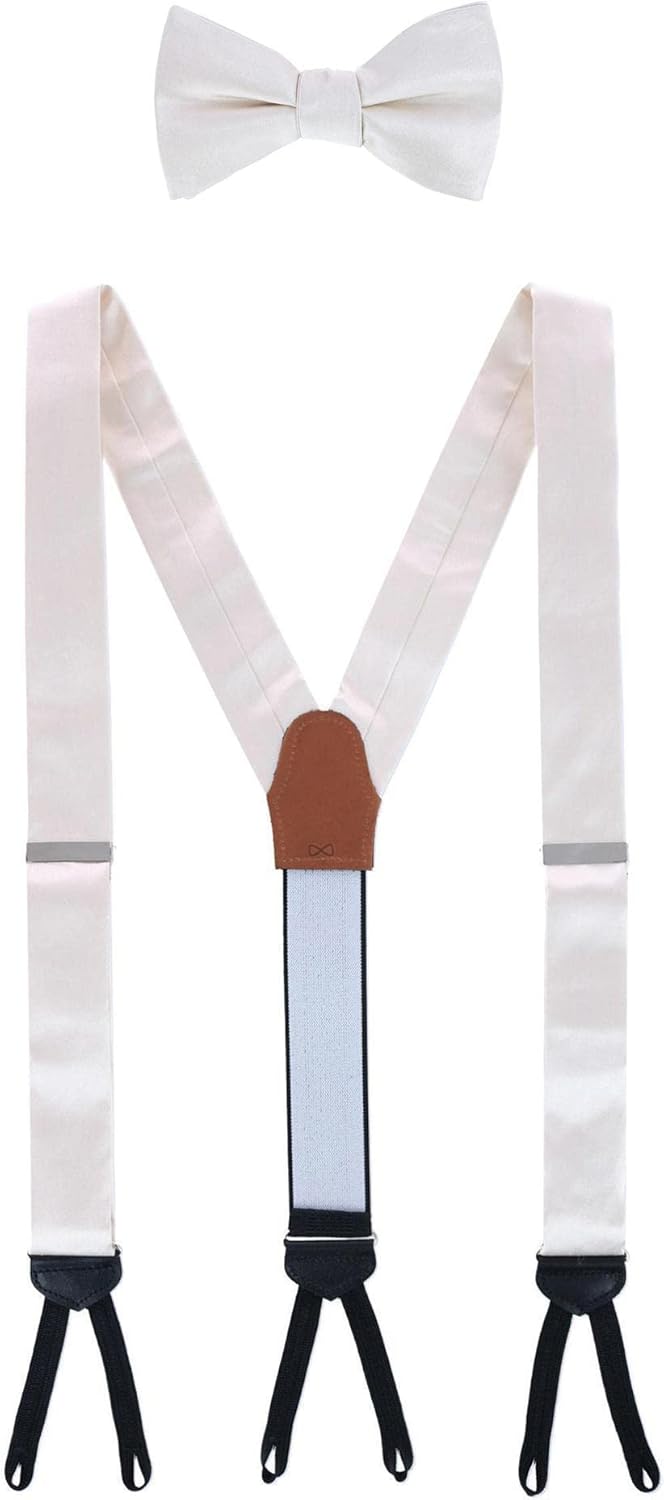 Trafalgar Sutton Solid Color Silk Brace and Bow Tie Combo