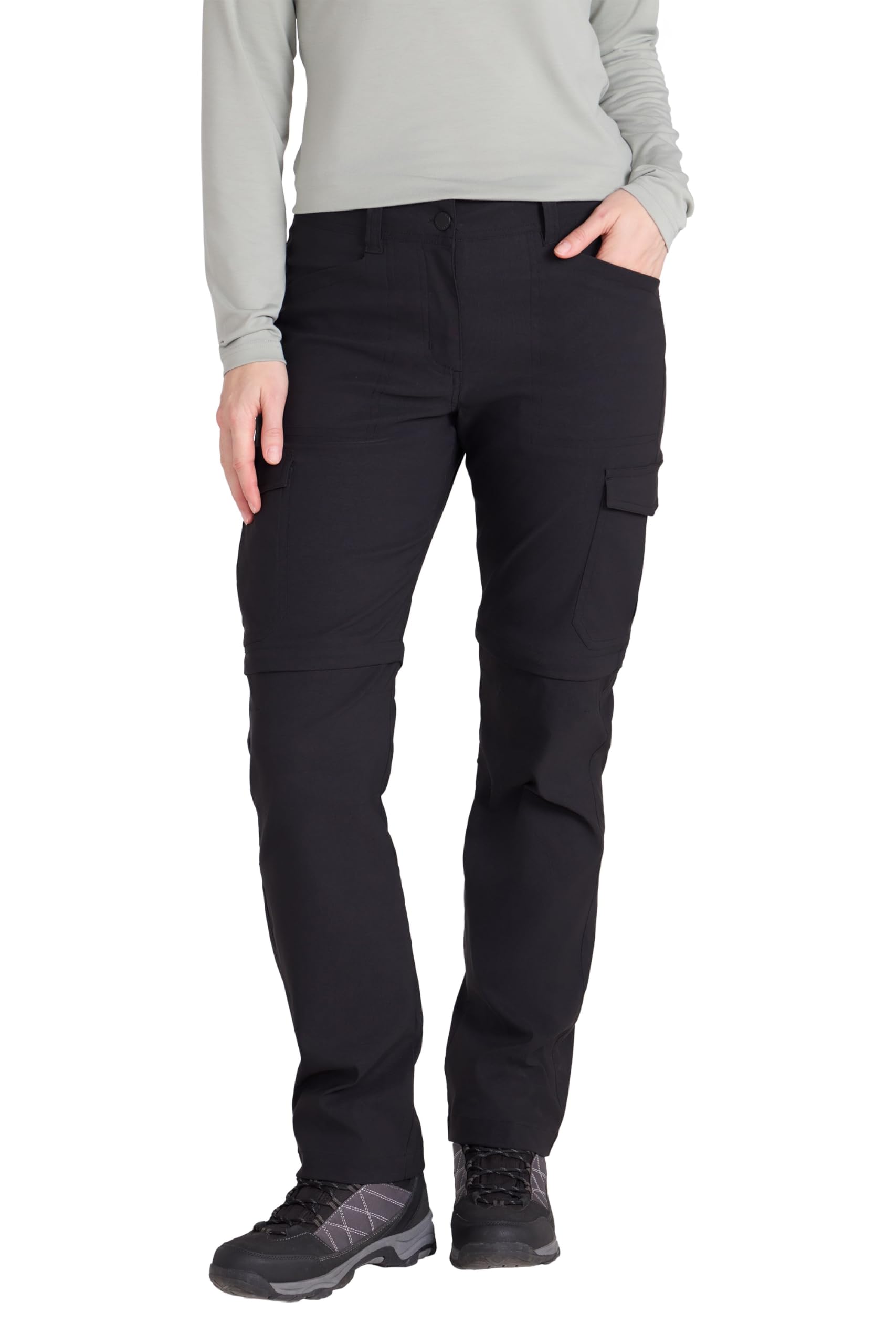 Mountain Warehouse Women's Black 'Conniston' Stretchy Quick Dry Comfortable Casual Zip Trouser In | Size: 16