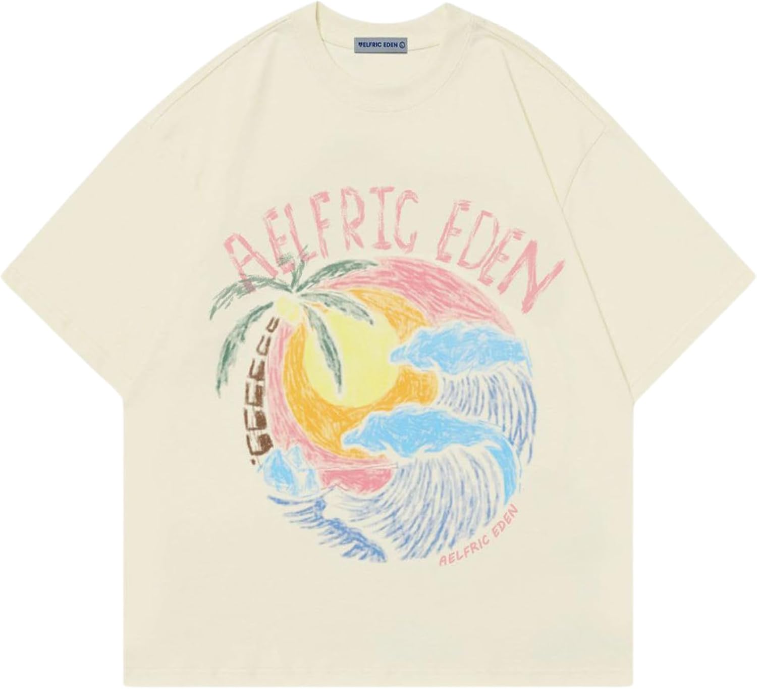 Aelfric Eden Grahpic Tees Unisex Graffiti Sunset Print Tshirts Casual Summer Short Sleeve Shirt Cotton Cute Top
