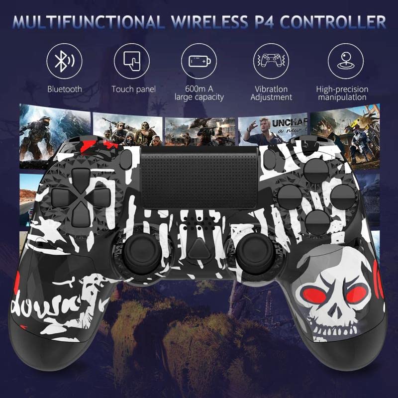 Controller-per-Ps4Controller-Wireless-Joystick-per-PS-4ProSlimPCAudiocon-telecomando-per-giochi-a-doppia-vibrazione-600-mAhSomatosensoriale-a-6-Assi-ASIN-B0B5HPLKCD-Cranio-nuovo