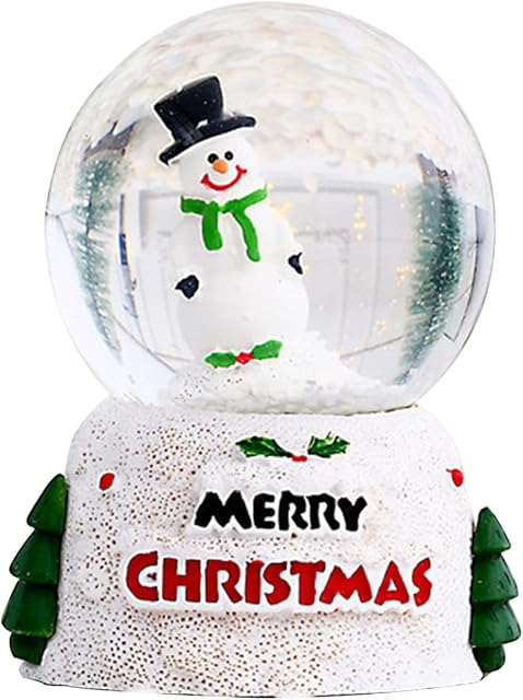 Wizoowip Christmas Musical Snow Globe with Colorful Lighting Desktop Decor Santa Claus Snowman Glass Ball Ornament Children Gift Indoor Decoration Snowman S