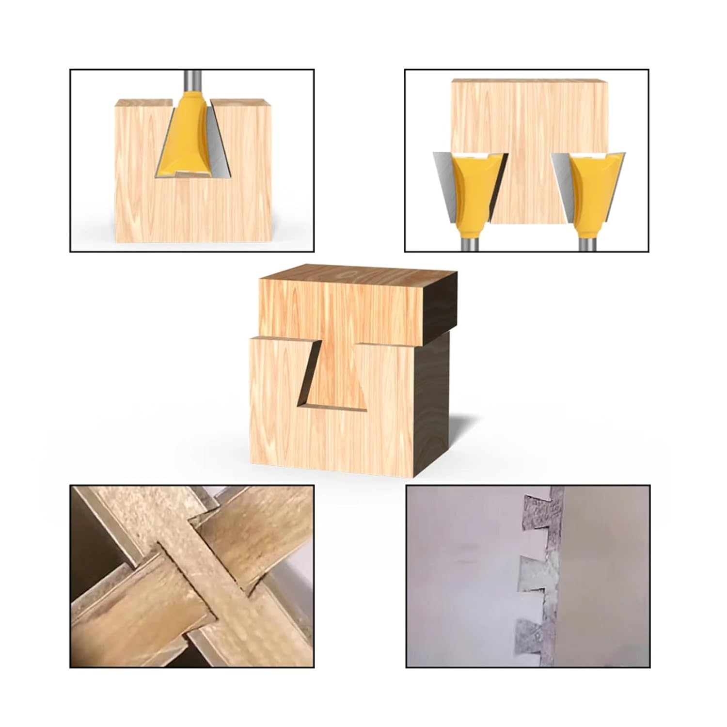 7pcs 6.35mm Shank Dovetail Joint Router Bit Set 14 Degree Woodworking Engraving Bit Milling Cutter Wood