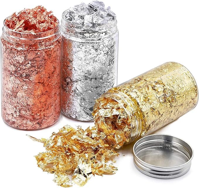 ASK VARK WALA Gold, Silver, Rose Gold Foil Flakes for Resin Crafts, 18g Total, 6g per Bottle, for Arts, Nails, Gilding, Painting, Slime-image-30