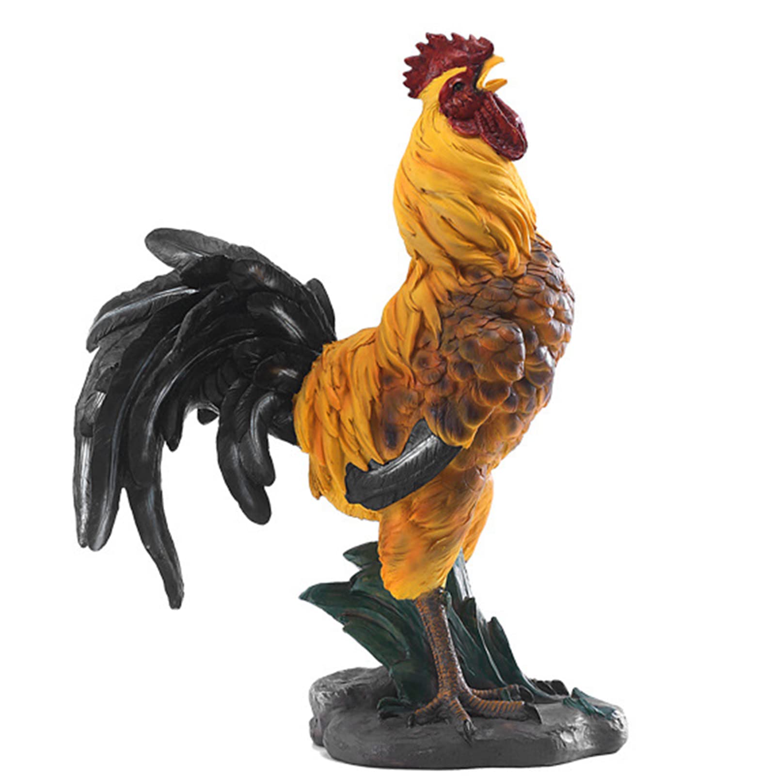 Garten Hahn Henne Figur Simulierter Huhn Kunstharz Handwerk Sammler Tierfiguren Deko für Draußen Garten Miniaturen Skulpturen & Statuen Schmuckstück,Rooster