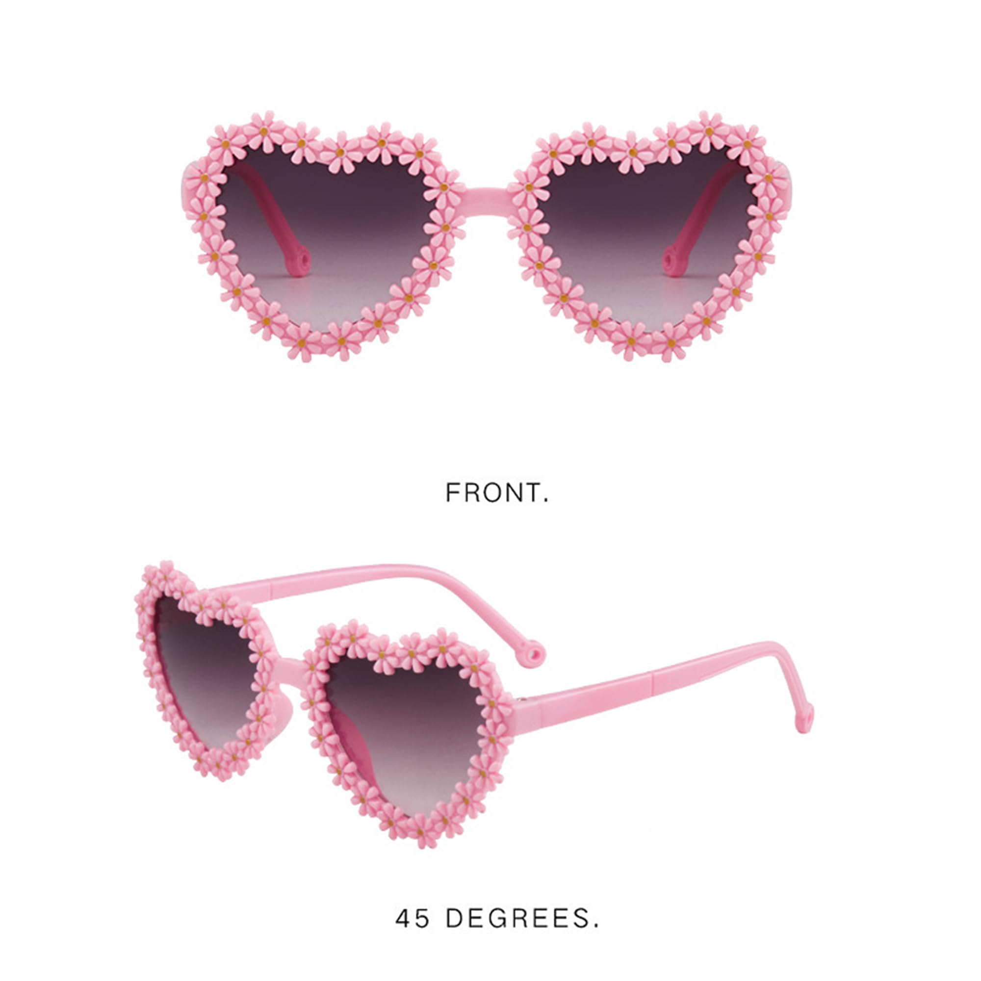 BabyMoon Kids Heart Shaped Summer Sunglasses Goggles For Girls & Boys - Pink - Image 4 thumbnail