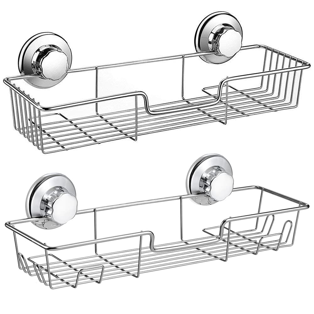 iPEGTOP Strong Suction Cup Shower Caddy Bath Shelf Storage with 4 Side Hooks Combo Organizer Basket for Shampoo