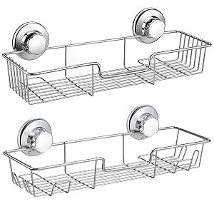 iPEGTOP Strong Suction Cup Shower Caddy Bath Shelf Storage with 4 Side Hooks Combo Organizer Basket for Shampoo