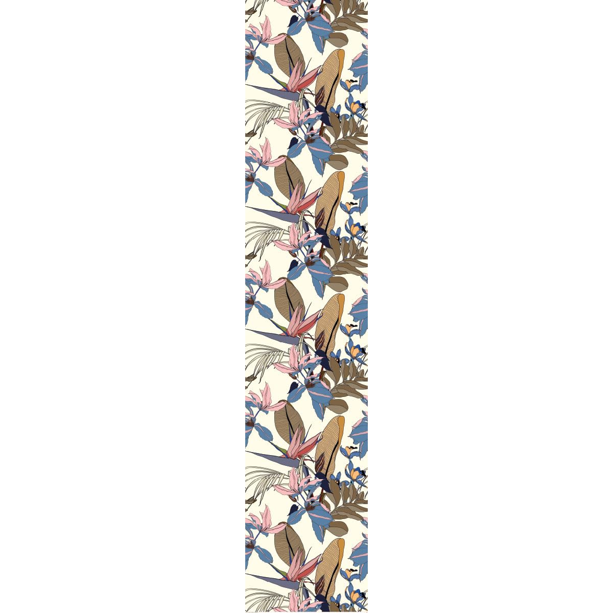 Ambiance Sticker Carta da parati in tessuto non tessuto pre-incollato, rotolo da carta da parati tropicale, giallo, foglie di banano e fiori di paradiso, adesivo decorativo, 1 rotolo di altezza 300 x