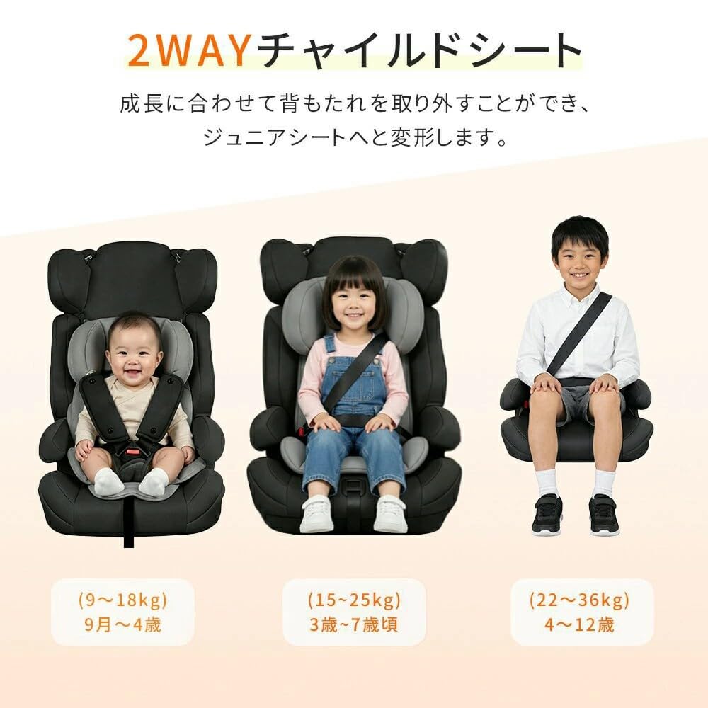 Amazon | チャイルドシート 折りたたみ 9ヶ月～12歳 R44/04認証 成長に