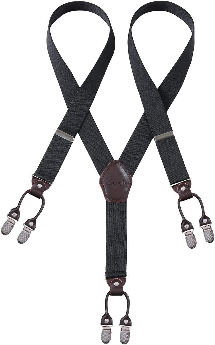 Men Suspenders Zoyette For Men 6 Clips Wide 1.4" Y Back Heavy Duty