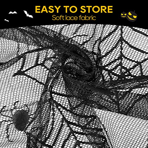 Ezakka Halloween Table Cloth, Spider Webs Tablecloths Black Tablecloth Lace Fabric Table Cloths Spooky Table Cover For Rectangle Tables For Parties Gothic Halloween Home Decorations, 48X96 Inch #TOP6