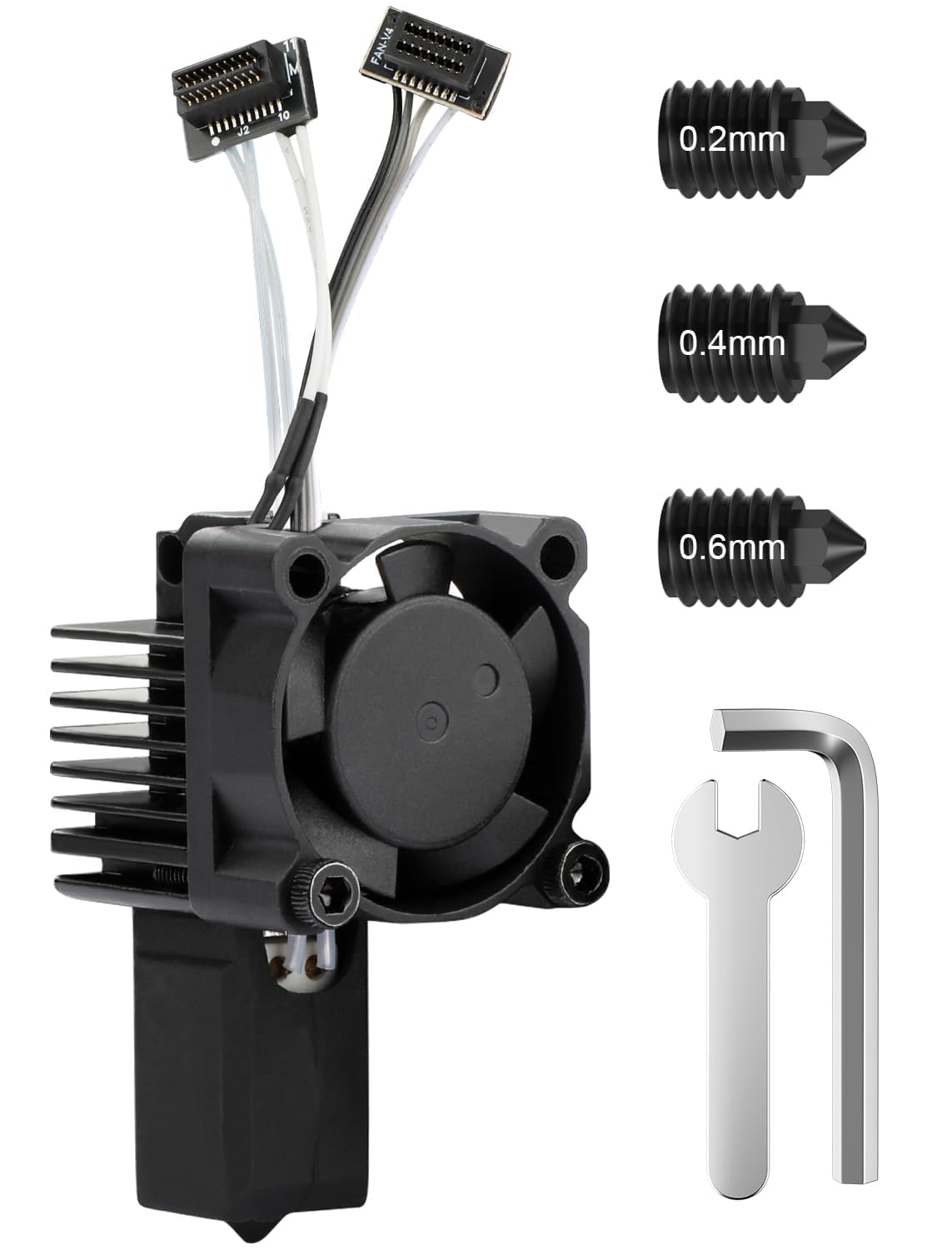Hotend-Kit P1P P1S für Bambu Lab Serie P1 3D-Drucker, 0,4 mm Bambulab P1-Düse, gehärtete Stahlkonstruktion mit Lüfter, Thermistor, Keramikheizung und Extruder-Heizblock,