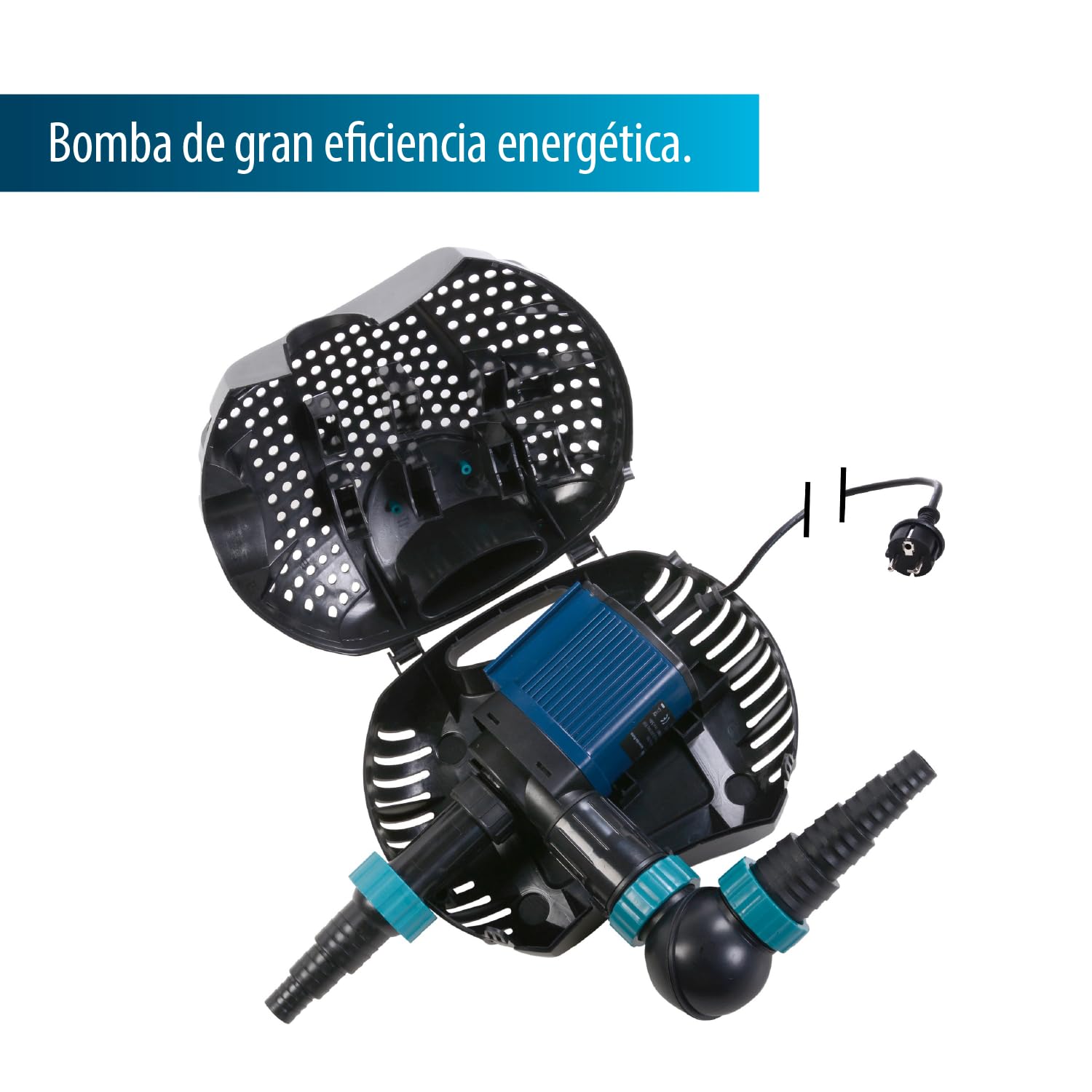 AquaForte O-15000 Plus, 135 vatios, caudal 15 m3 por hora, altura 6 metros, longitud del cable 10 metros, para cursos de agua, cascadas, fuentes, filtros