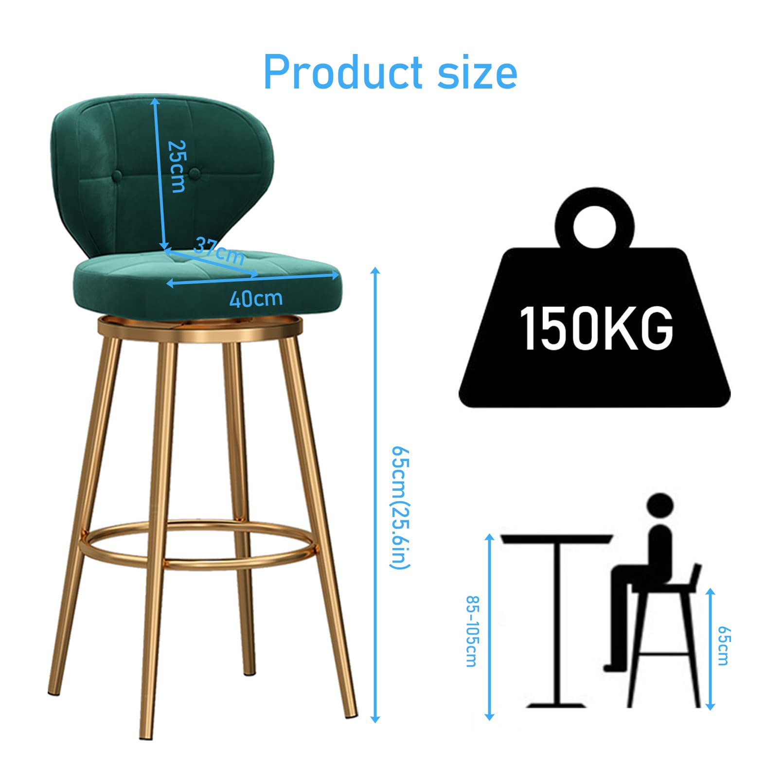 HUOLE Sgabelli da Bar Set di 4 Sedie da Cucina,sgabelli cucina moderni, regolabili in altezza e 360 grado girevole,Bancone da Cucina per Bistrot per